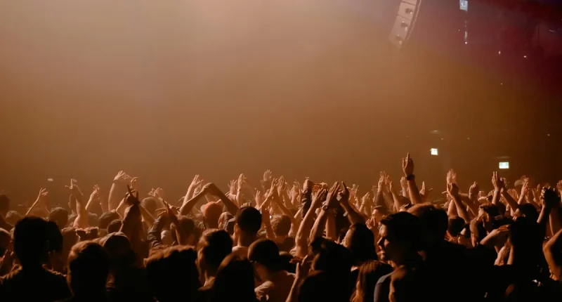 Publik på konsert under liveframträdande i Sverige
